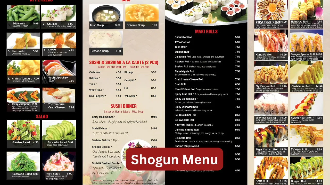 Shogun Menu