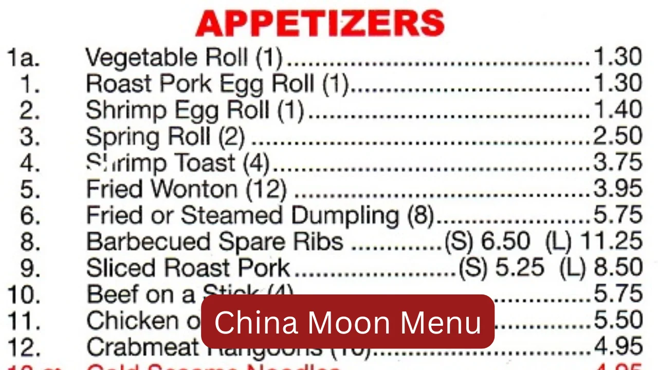 China Moon Menu