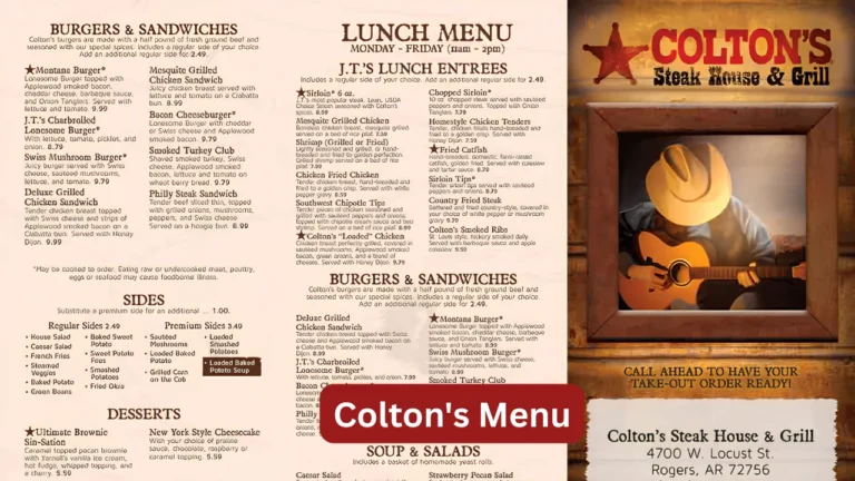 Coltons Menu