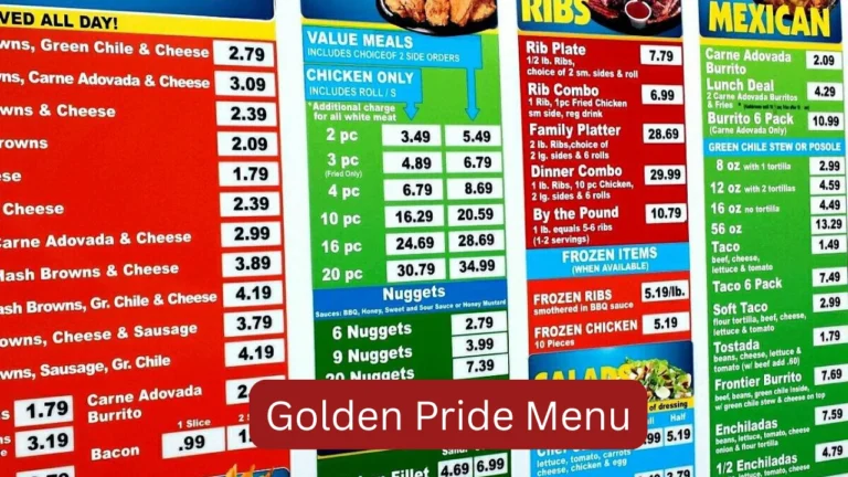 Golden Pride Menu