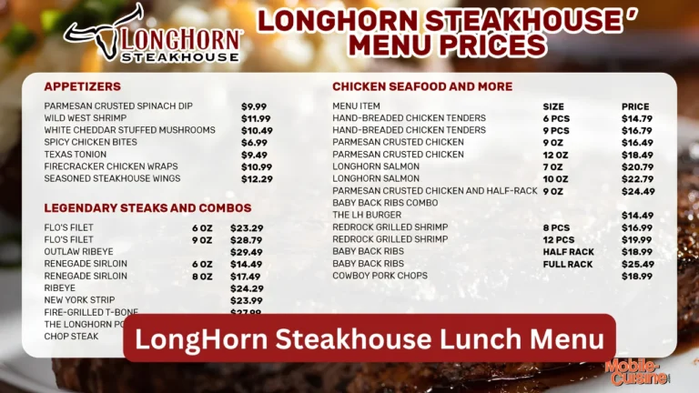 LongHorn Steakhouse Lunch Menu