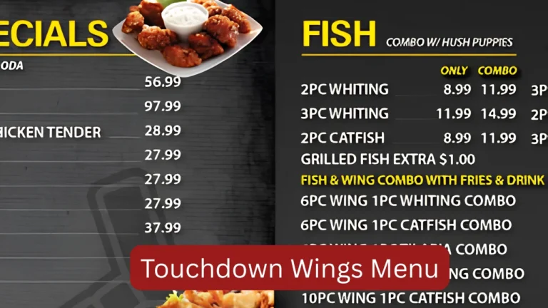 Touchdown Wings Menu