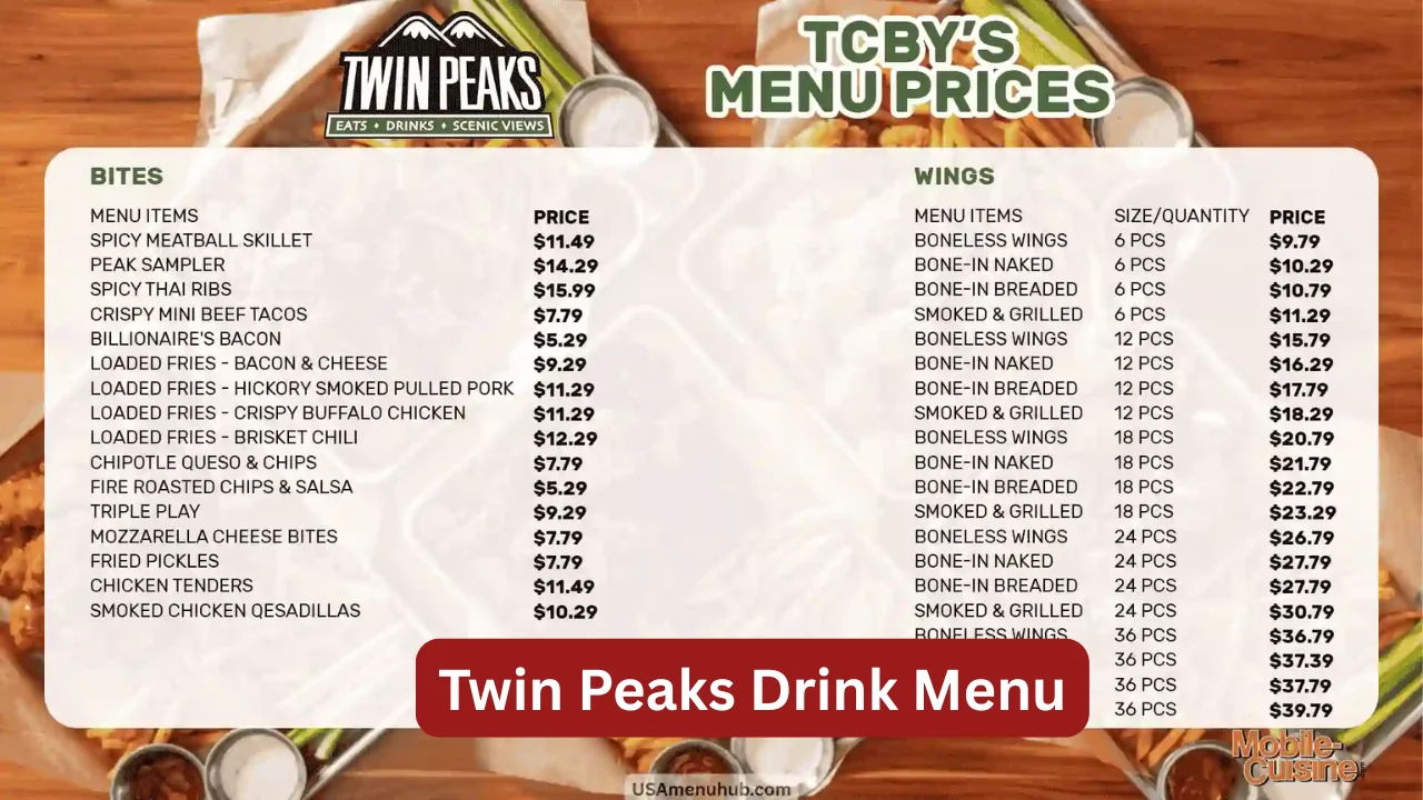 Twin Peaks Drink Menu