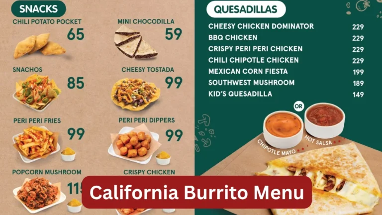 California Burrito Menu