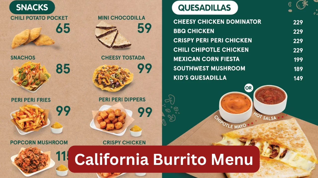 California Burrito Menu