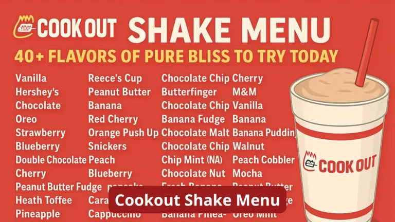 Cookout Shake Menu