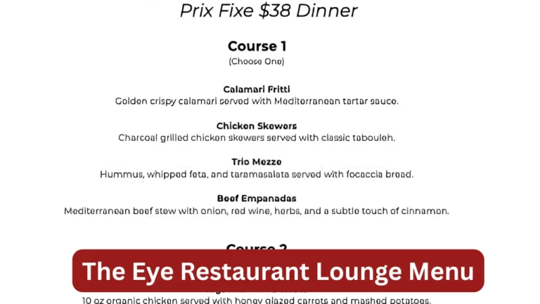 The Eye Restaurant Lounge Menu