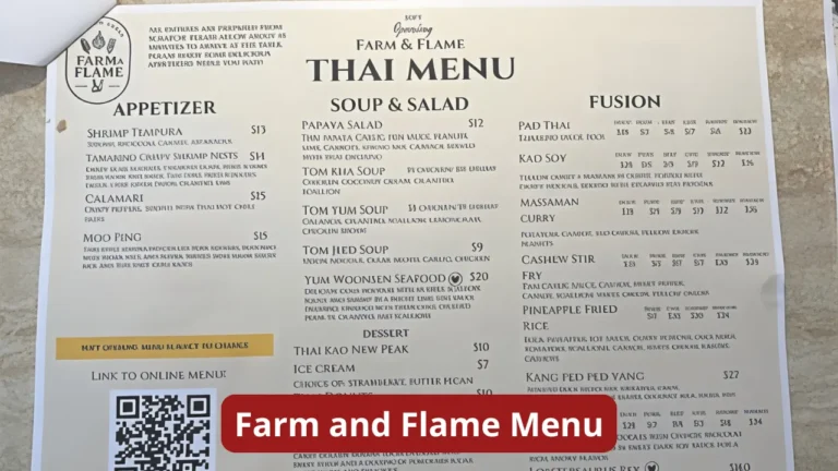 Farm and Flame Menu