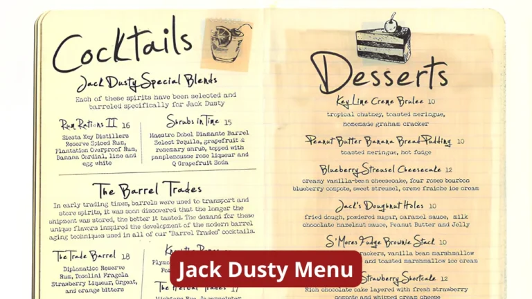 Jack Dusty Menu