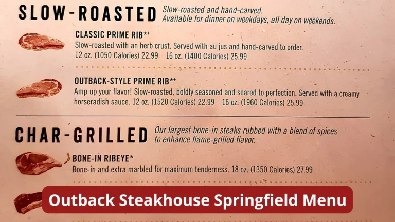 Outback Steakhouse Springfield Menu